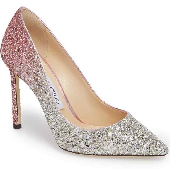 Jimmy Choo Romy 100 mm shaded coarse glitter pumps - Picture 13 of 16